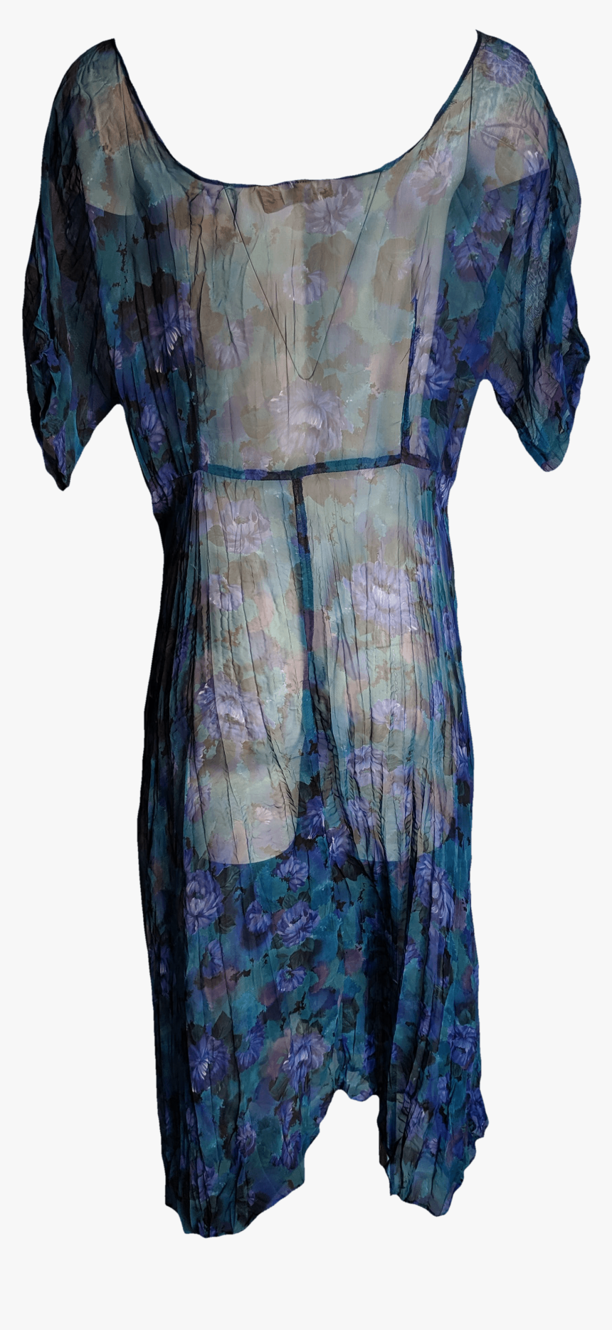 90 S Purple And Black Sheer Floral Dress By Dona Jean - Pattern, HD Png Download