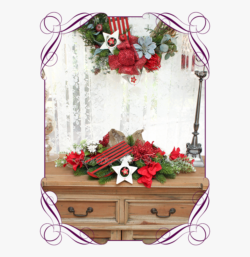 Unusual, Unique Christmas Table And Door Seasonal Holiday - Flower Bouquet, HD Png Download