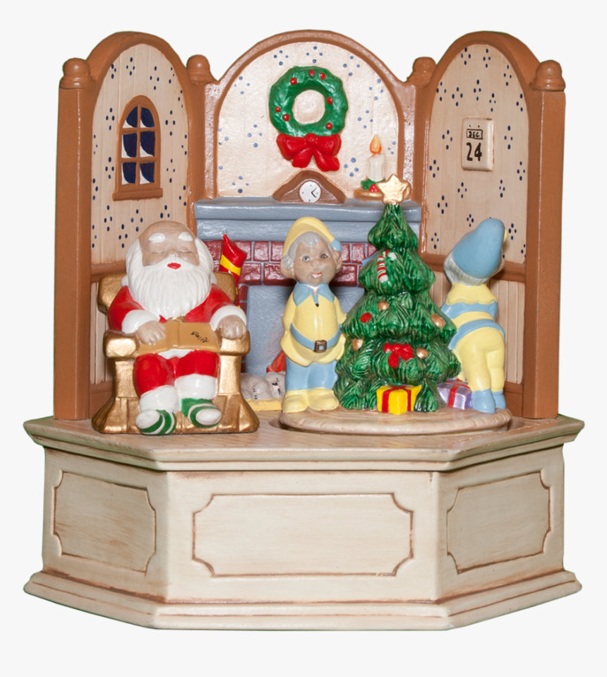 A Hand-made Ceramic Music Box Showing The Living Room - Christmas, HD Png Download