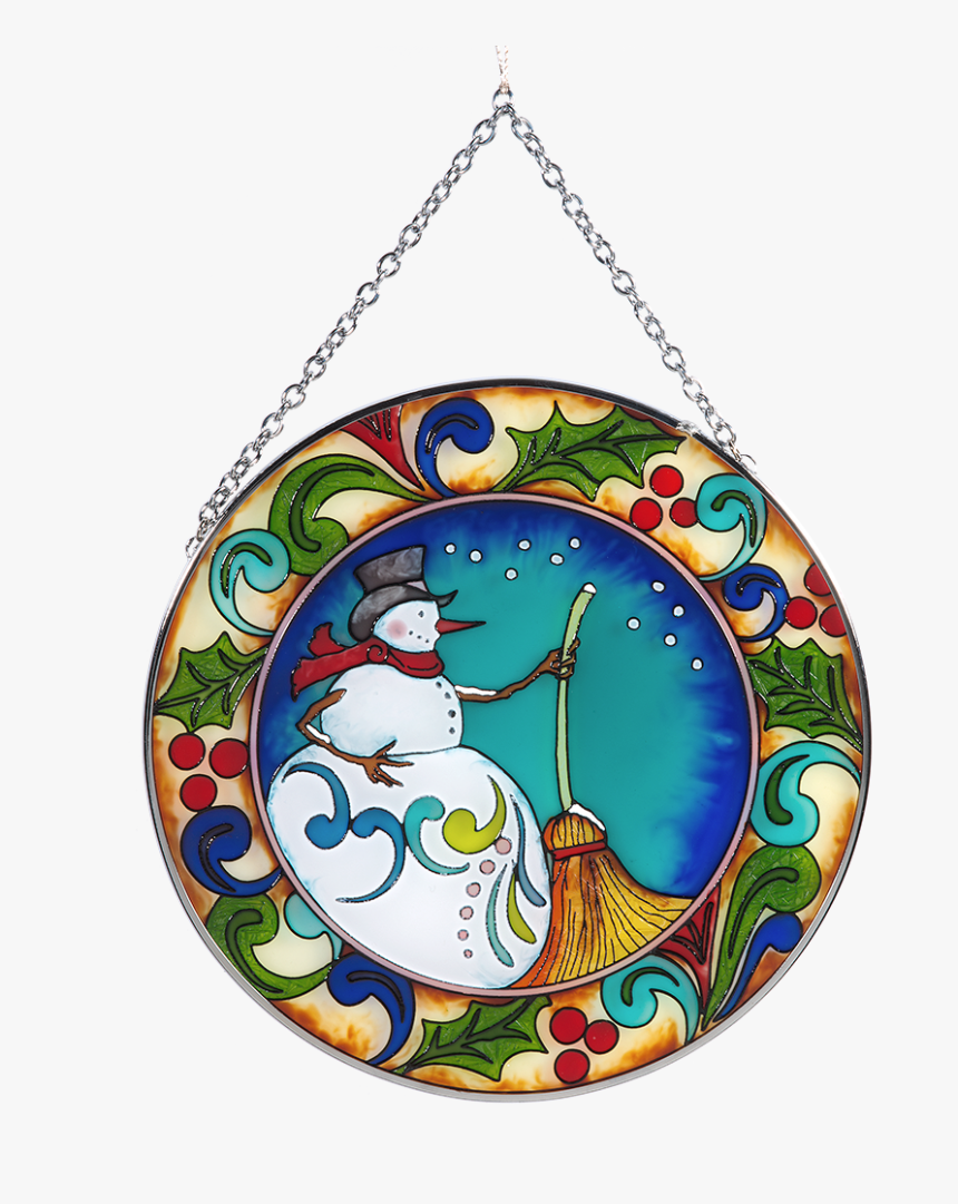 Stained Glass Window Suncatcher Snowman - Santa Claus, HD Png Download