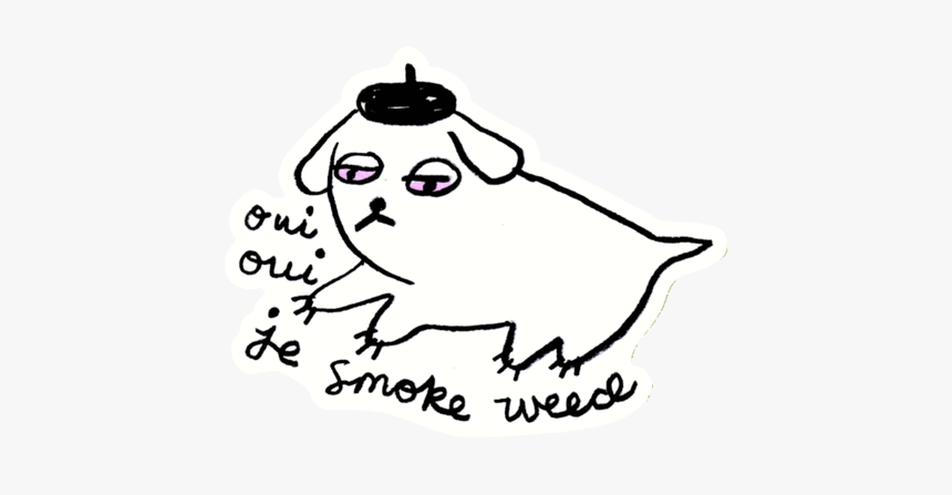 Oui Weed Dog Sticker - Cartoon, HD Png Download