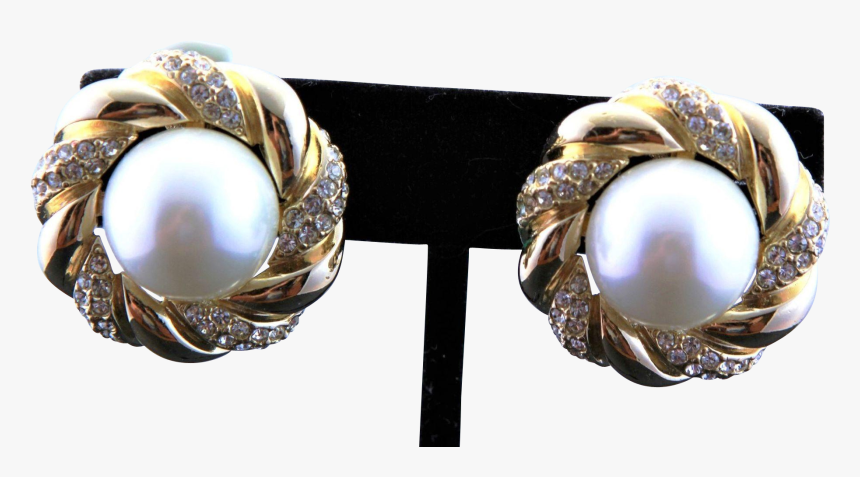 Button Large Pearl Earrings, HD Png Download