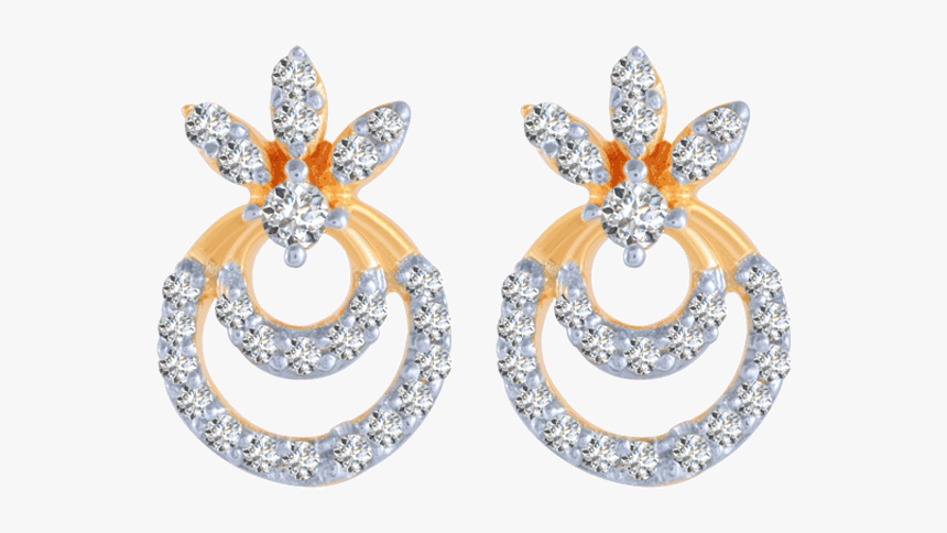 14kt Yellow Gold And Diamond Stud Earrings For Women - Earrings, HD Png Download