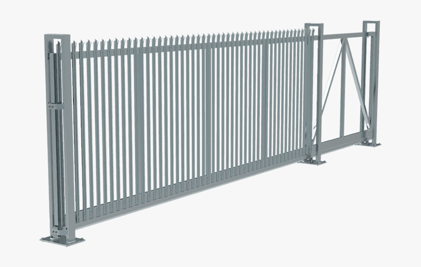 A Set Of Curvy Welded Fence Sliding Gate On White Background - Gate, HD Png Download