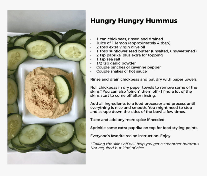 Hungry Hungry Hummus Recipe - Zucchini, HD Png Download