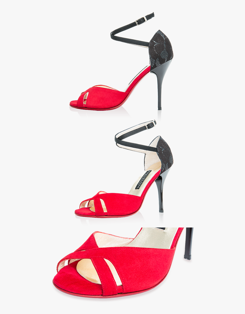 Tbw333 Pn Encaje Negro X Gamuza Roja - Basic Pump, HD Png Download