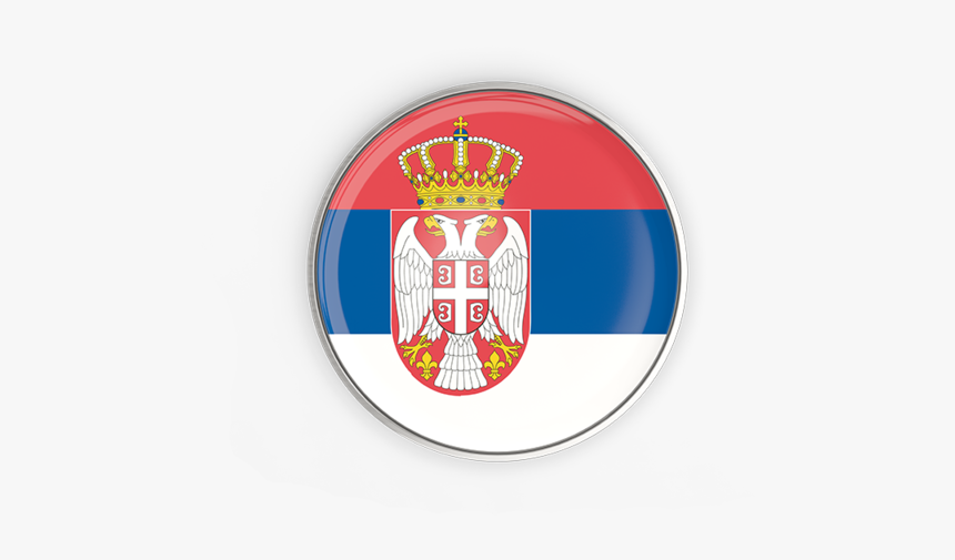 Round Button With Metal Frame - Serbia Flag Button Png, Transparent Png