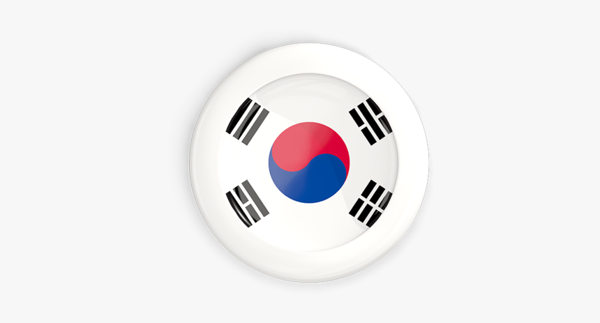 White Framed Round Button - South Korea Flag Button, HD Png Download