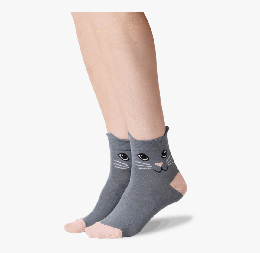 Women S Cat Ears Anklet Socks In Gray Front 
 Class - Tights, HD Png Download