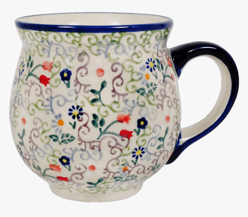 Large Belly Mug 
 Class Lazyload Lazyload Mirage Primary - Blue And White Porcelain, HD Png Download