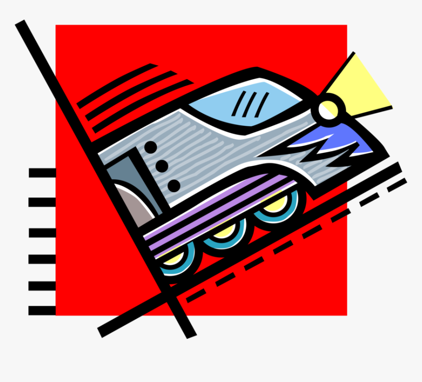 Vector Illustration Of Railroad Rail Transport Speeding, HD Png Download