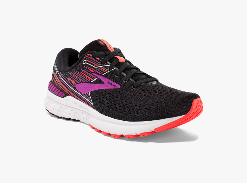 Brooks Adrenaline Gts 19 Black Purple Coral, HD Png Download