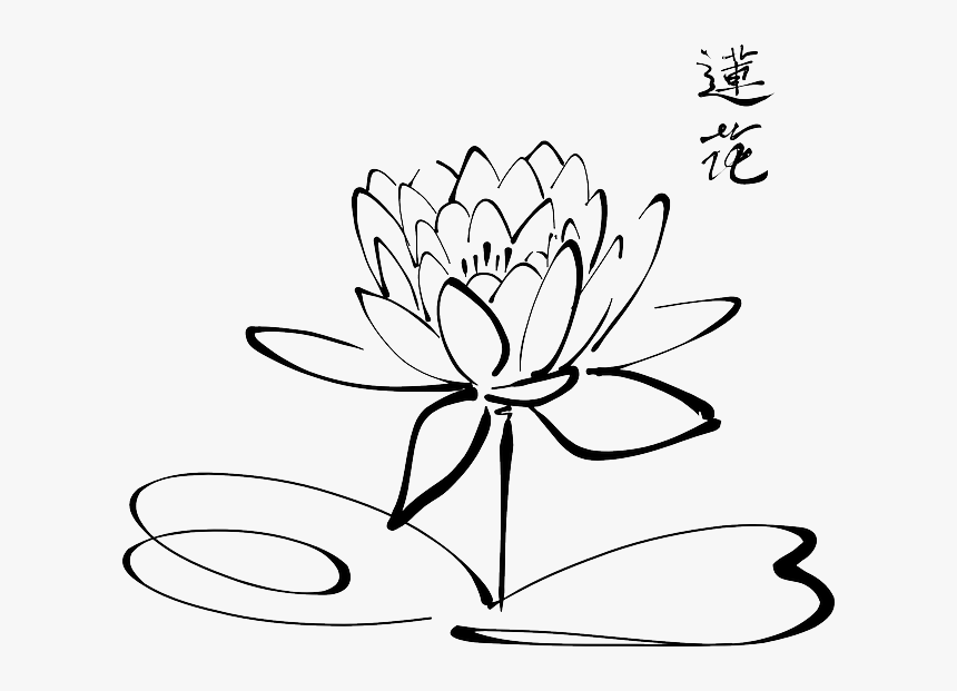 Collection Of Free Garden Drawing Lotus Flower Download - Calligraphy Lotus, HD Png Download