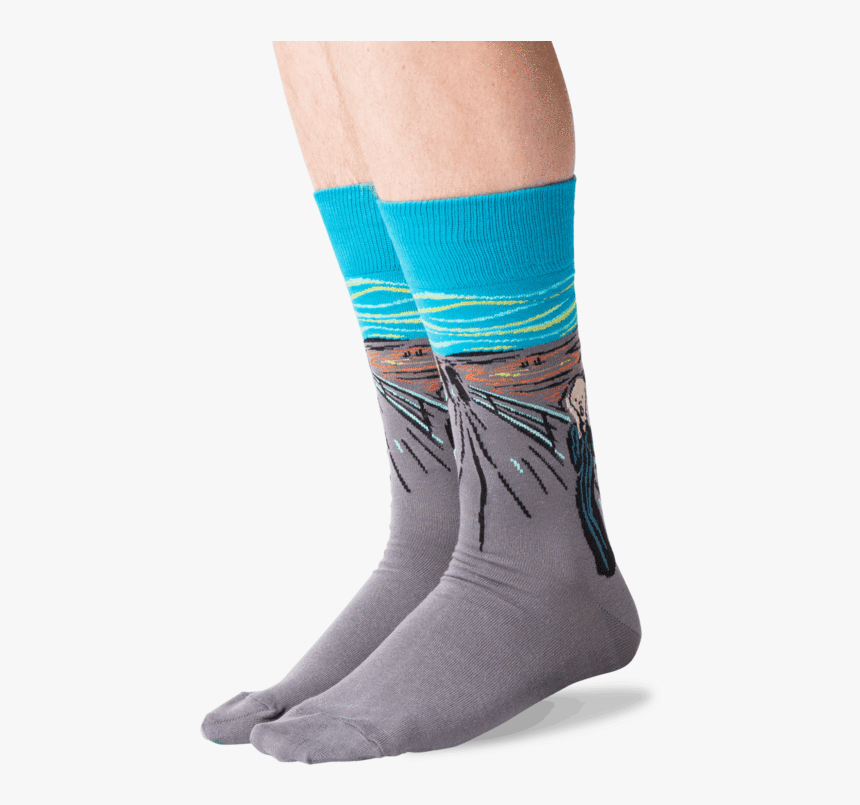 Men S Munch S The Scream Socks In Teal Front 
 Class - Wool, HD Png Download
