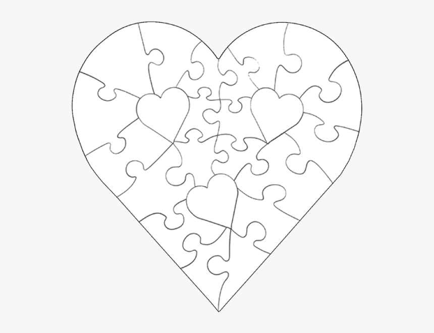 Heart Puzzle Black And White, HD Png Download