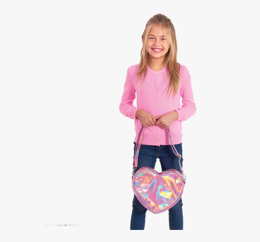 Pink Holographic Heart Bag - Girl, HD Png Download