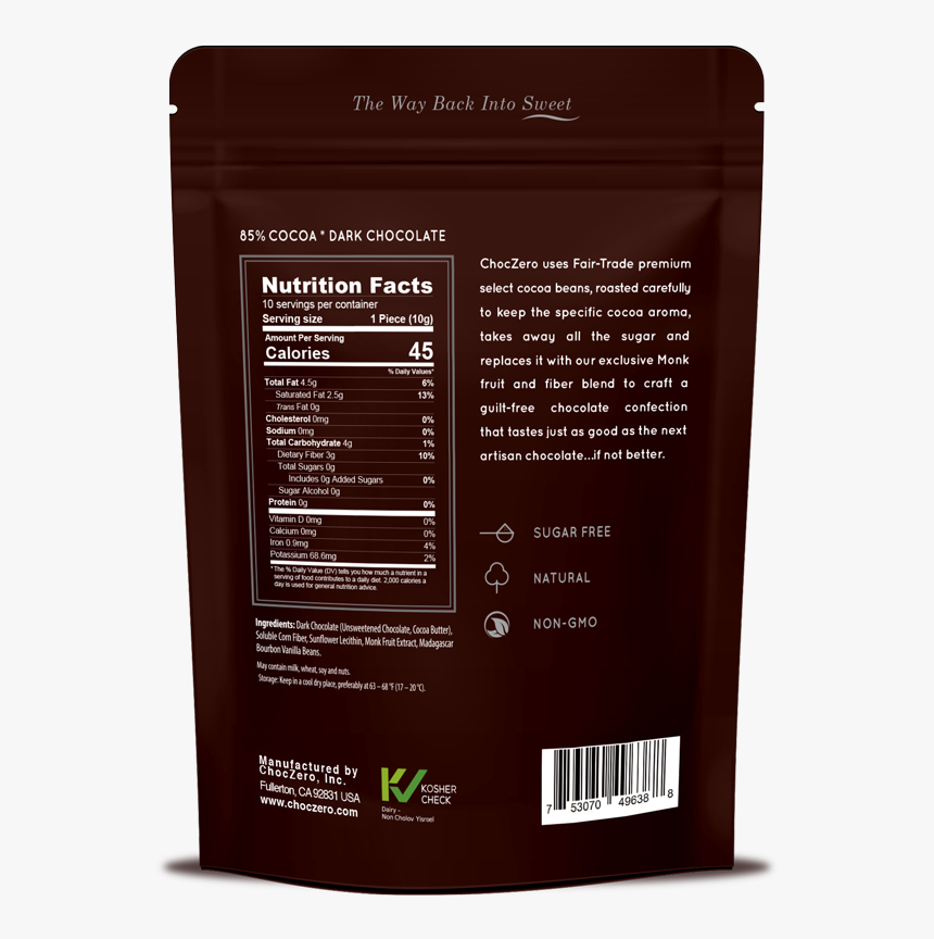 85% Dark Chocolate Squares - Chocolate Back, HD Png Download
