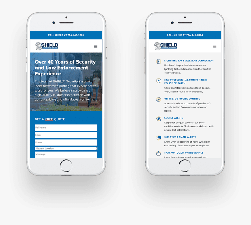 Shield Security Systems Responsive Website Phone Display - Iphone, HD Png Download