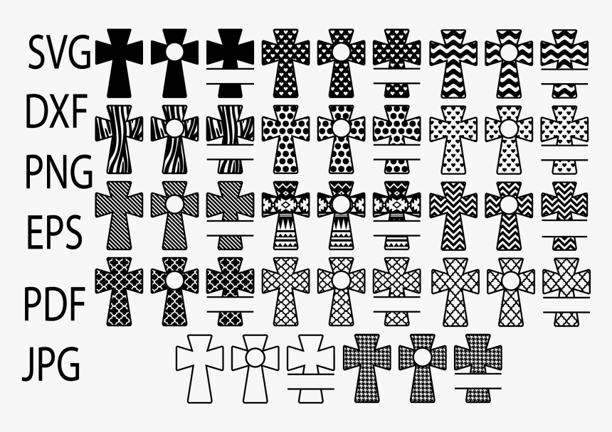 Patterned Cross Svg, Christian Svg Files, Cross Monogram - Motif, HD Png Download