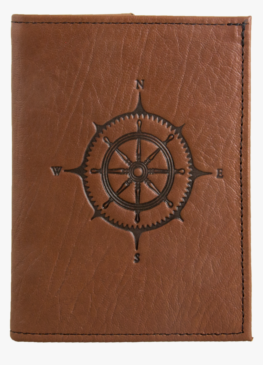Leather Traveler Wallet - Compass Embossed In Leather, HD Png Download