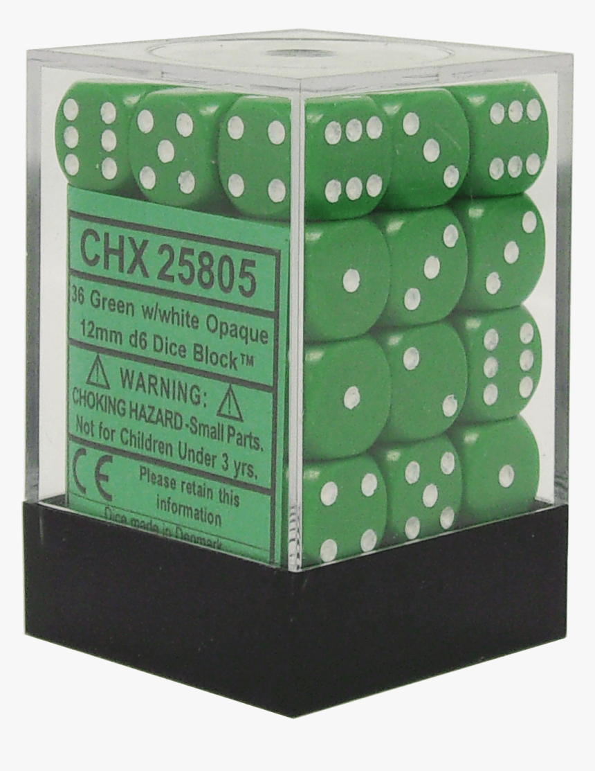 Opaque Green With White 12mm D6 - Chx 25805, HD Png Download