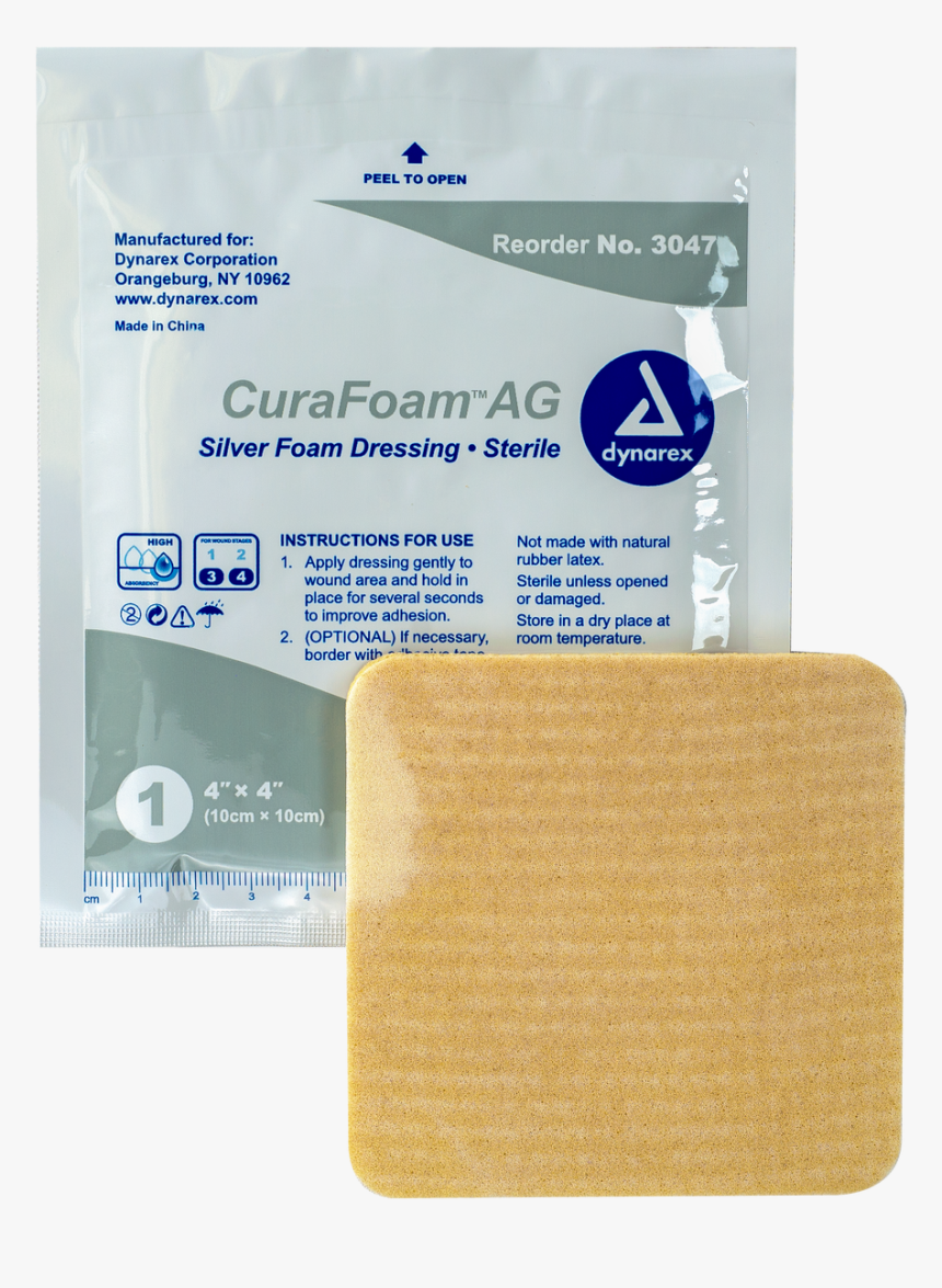 Curafoam Ag Silver Foam Dressing - Dynarex, HD Png Download