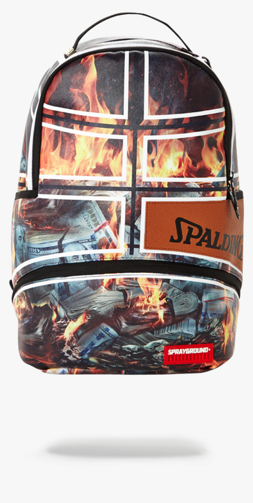 Sprayground X Spalding 94 Series Fire Money Backpack, HD Png Download