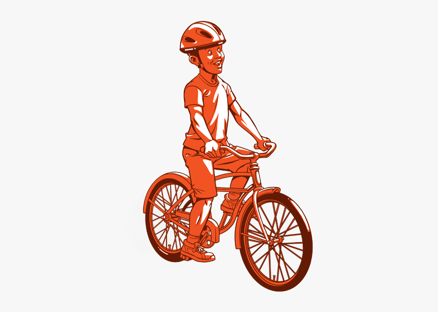 Child Riding On His Cruiser Style Bike - Hybrid Bicycle, HD Png Download