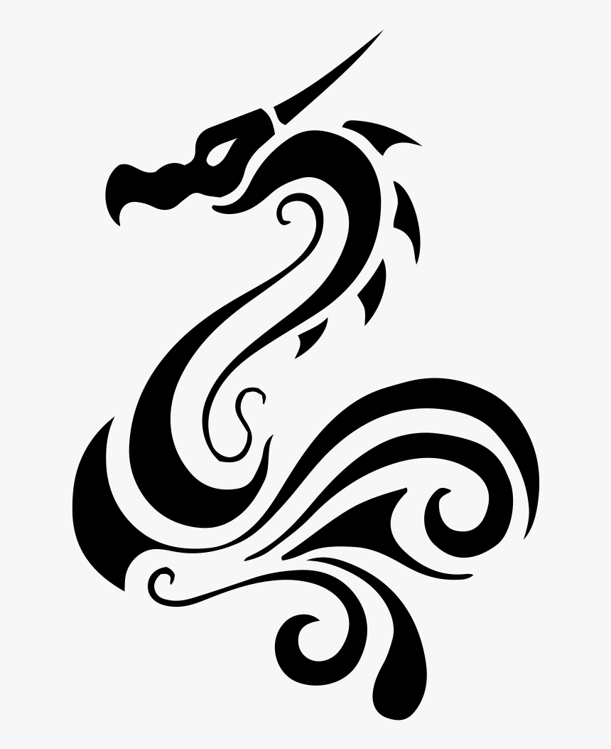 Tribal Dragon - Tattoo Dragon Drawing, HD Png Download