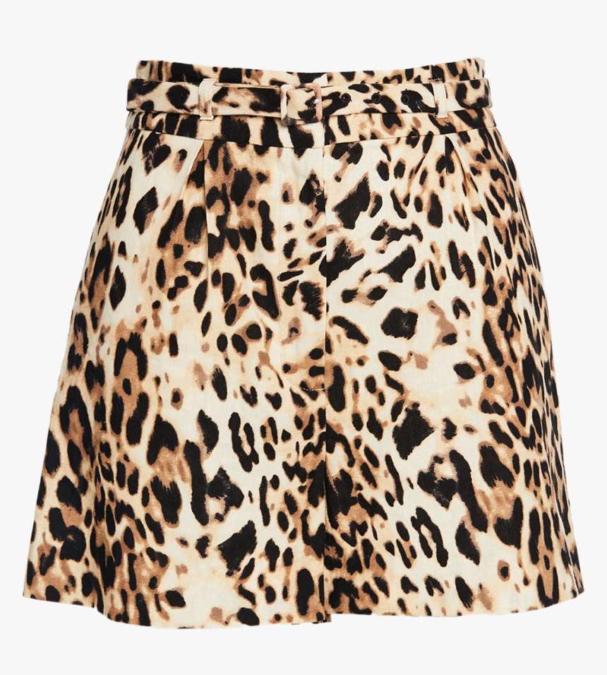 Leopard Linen Short In Colour Butterum - Miniskirt, HD Png Download