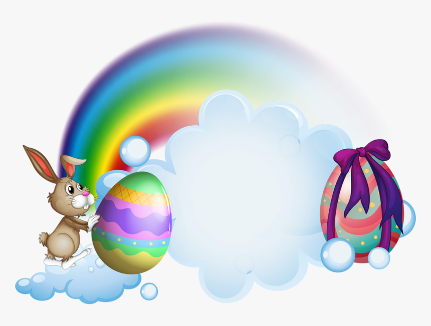 Tube Pâques, Lapin Png, Oeufs, Nuage, Arc En Ciel - Ανάστασησ Πασχαλινεσ Ευχεσ Λογια, Transparent Png