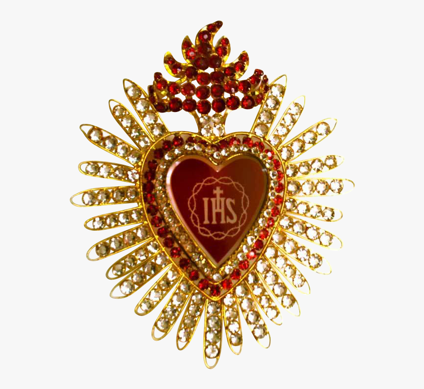 Large Antique Nineteenth Century Sacred Heart Candle - Sacred Heart, HD Png Download