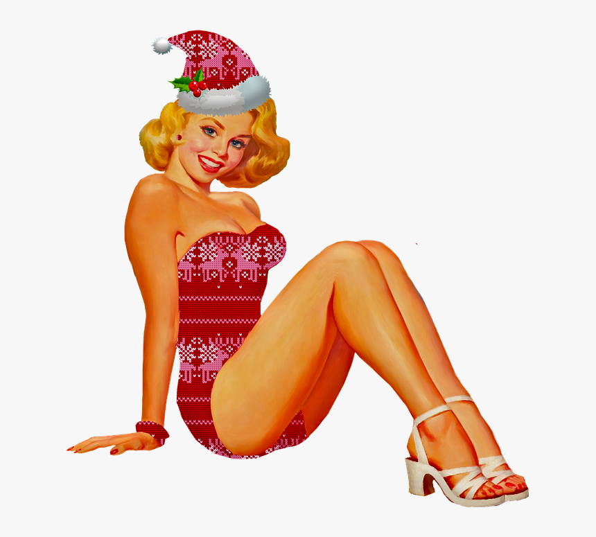 Christmas Pin Up Girl, Pin Up, Woman, Sweater Pattern - Christmas Pin Up Png, Transparent Png