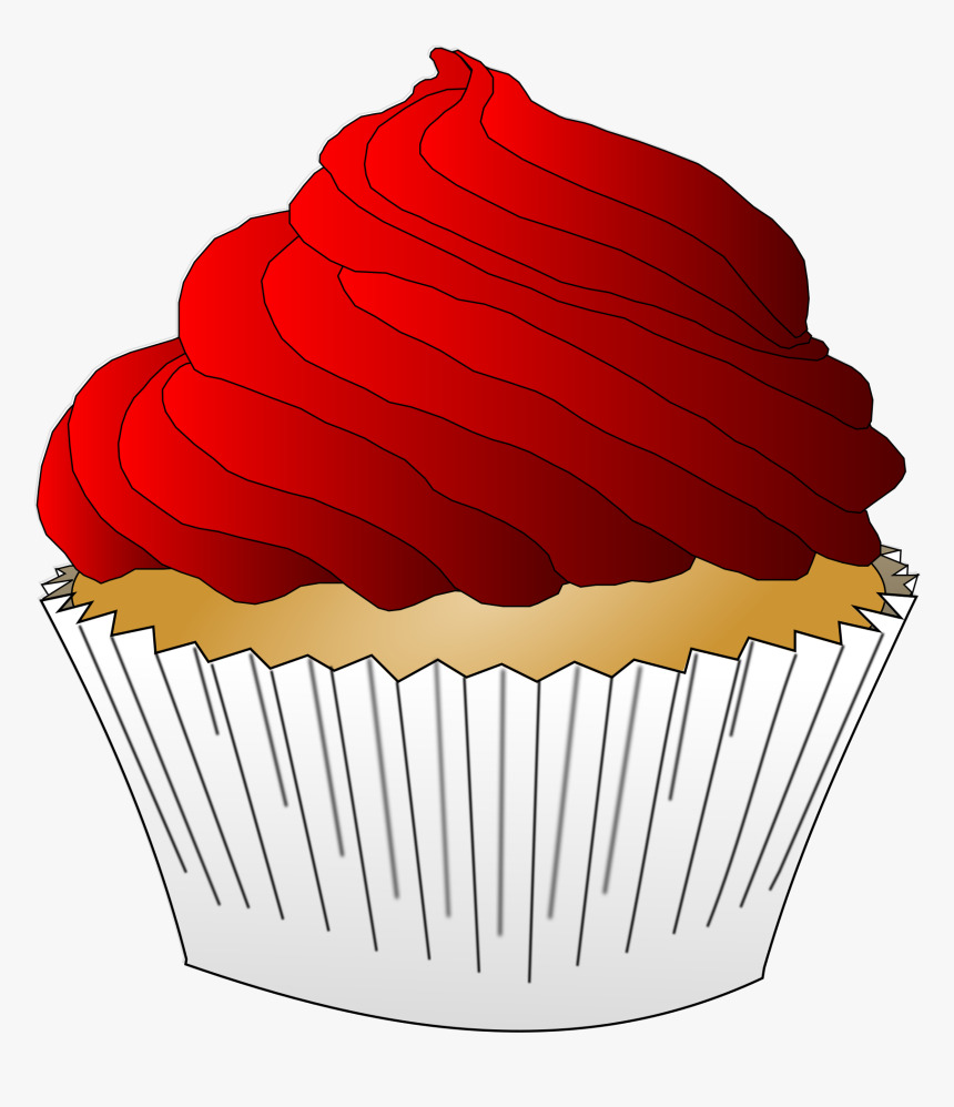 Baking Cup,dessert,cupcake - Vanilla Cupcake With Red Frosting, HD Png Download