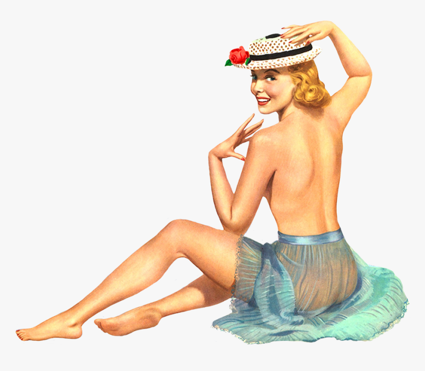 Retro Clip Art Of Women In Neglige - Vintage Pinup Girl Art, HD Png Download