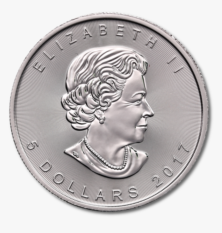1 Oz Maple Leaf Silver 2017 Obverse - Coin Black And White, HD Png Download