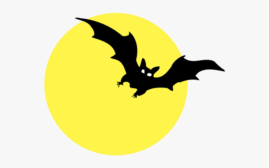 Clipart Moon Scary - Bat And Moon Clipart, HD Png Download