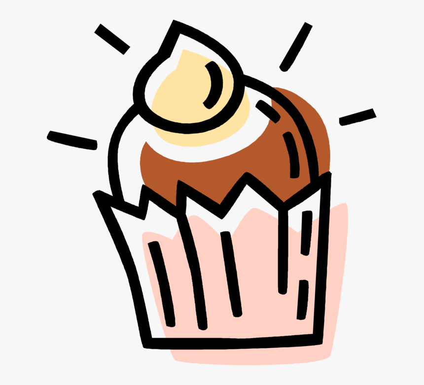Vector Illustration Of Sweet Dessert Baked Cupcake - Clip Art, HD Png Download