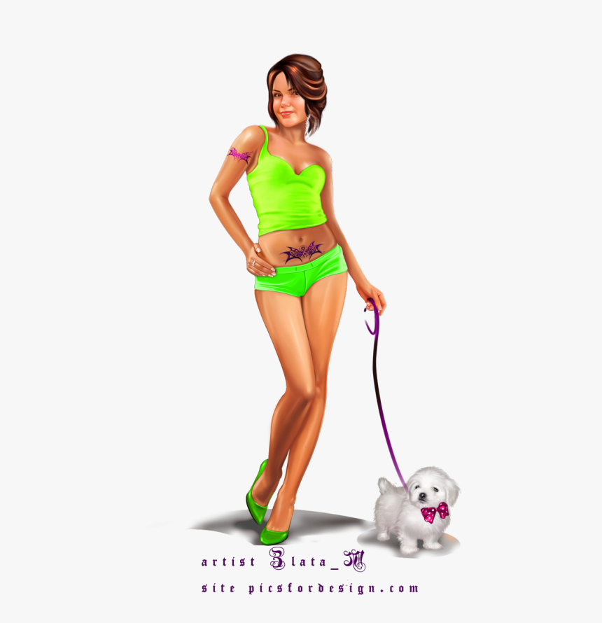 Illustration Girl, Girl Illustrations, 3d Girl, Pinup, - Companion Dog, HD Png Download