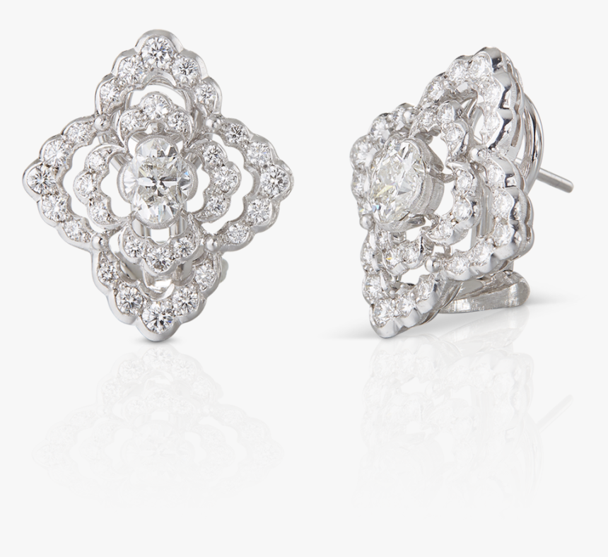 Buccellati - Cut Diamond - Ventaglio Earrings - Jewelry - Platinum, HD Png Download