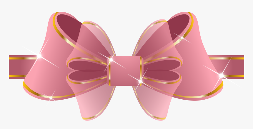 Beautiful Pink Ribbon Png Clipart Image - Transparent Background Pink Bow Png, Png Download