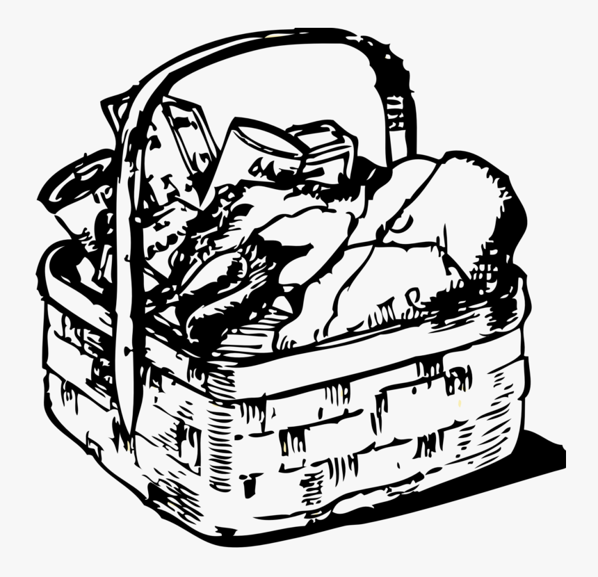 Food Gift Baskets Picnic Baskets Clip Art - Clip Art Basket With Food, HD Png Download
