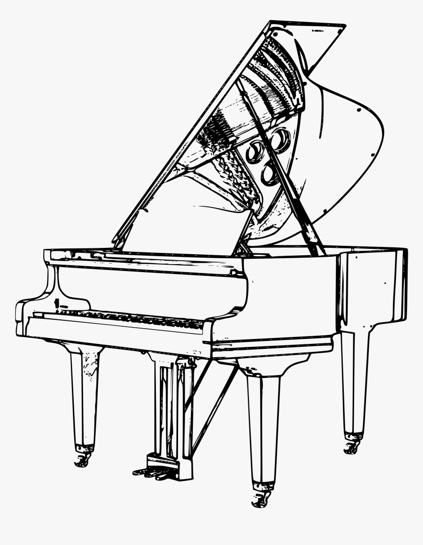 Keyboard Piano Drawing At Getdrawings - Grand Piano Clipart Black And White, HD Png Download