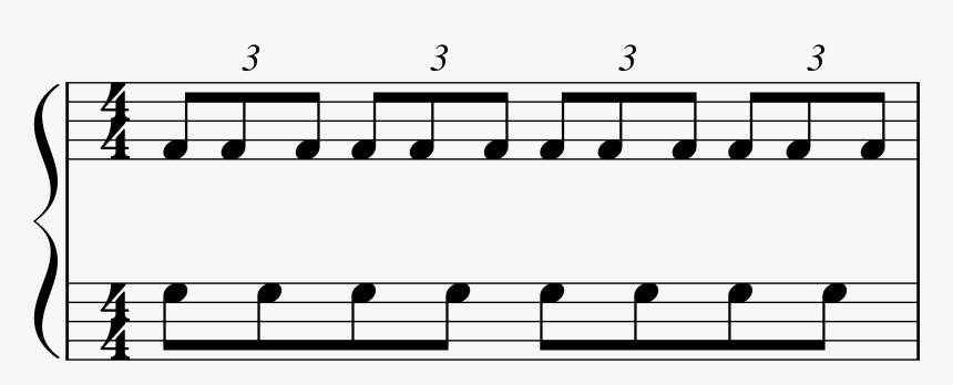Piano Triplets Against Eighth Notes - Soprano Alto Tenor And Bass, HD Png Download