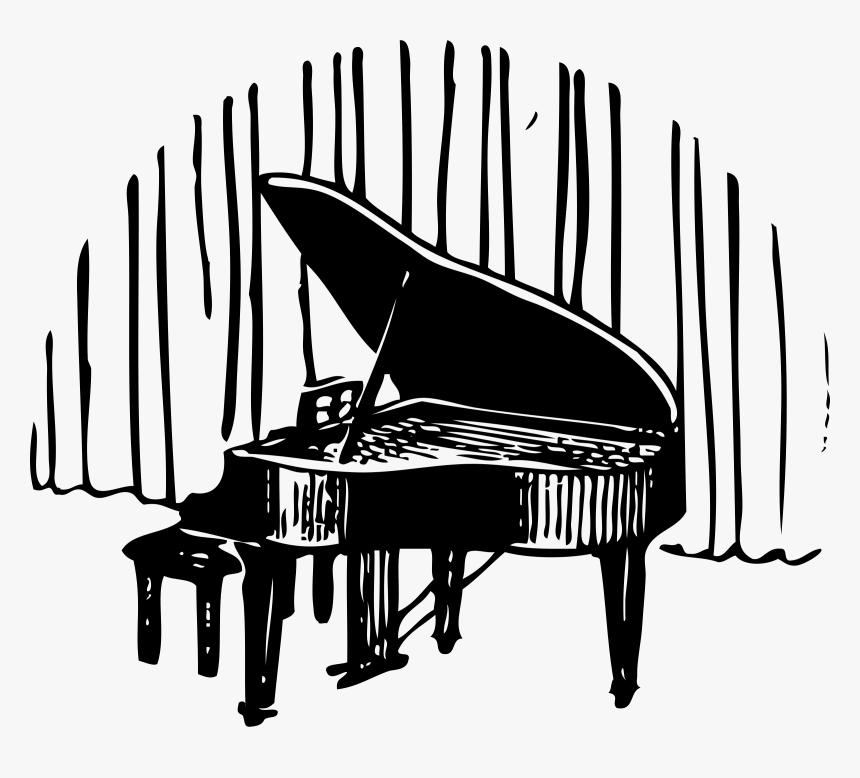Free Vector Piano In Front Of Curtain Clip Art - Piano Word, HD Png Download