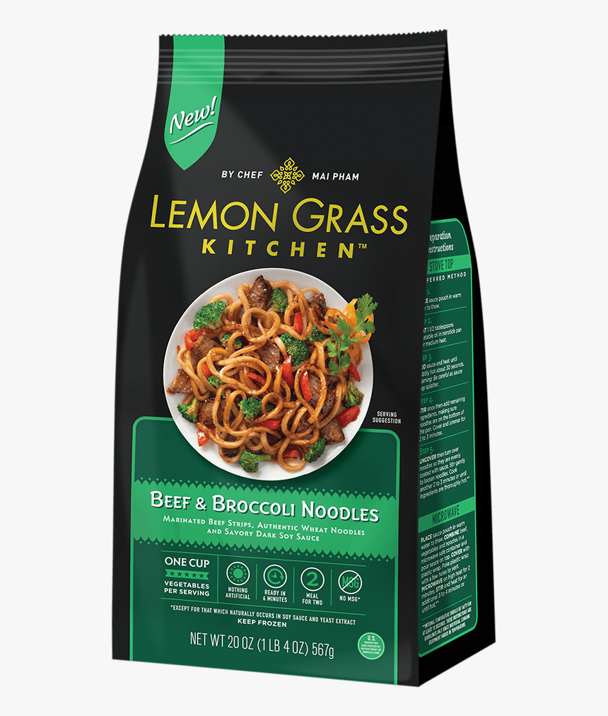 Lemon Grass Kitchen Beef & Broccoli Noodles - Lemon Grass Kitchen Beef & Broccoli Noodles, HD Png Download