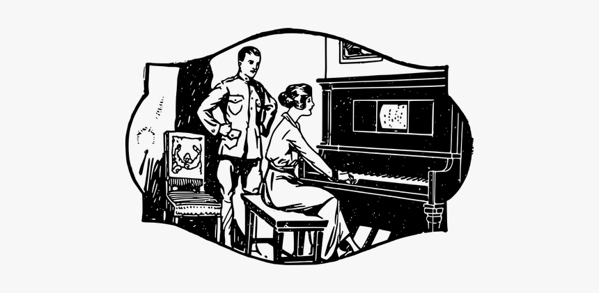 Lady Playing Piano Vector Illustration - Anak Main Piano Vektor, HD Png Download