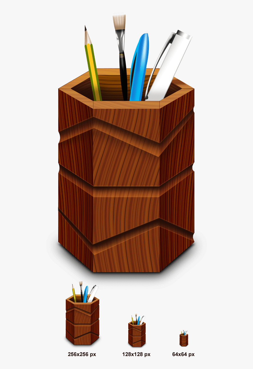 Wooden Pen Stand Png, Transparent Png