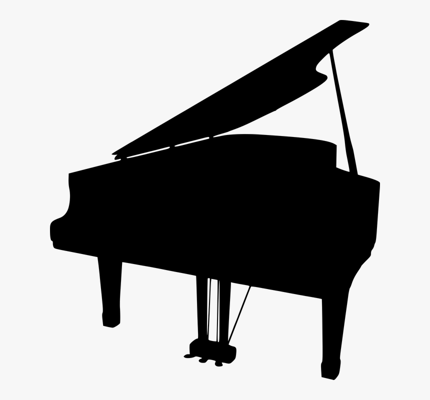 Piano, Silhouette, Black, Instrument, Shape, Isolated - Silhouette Of A Piano, HD Png Download