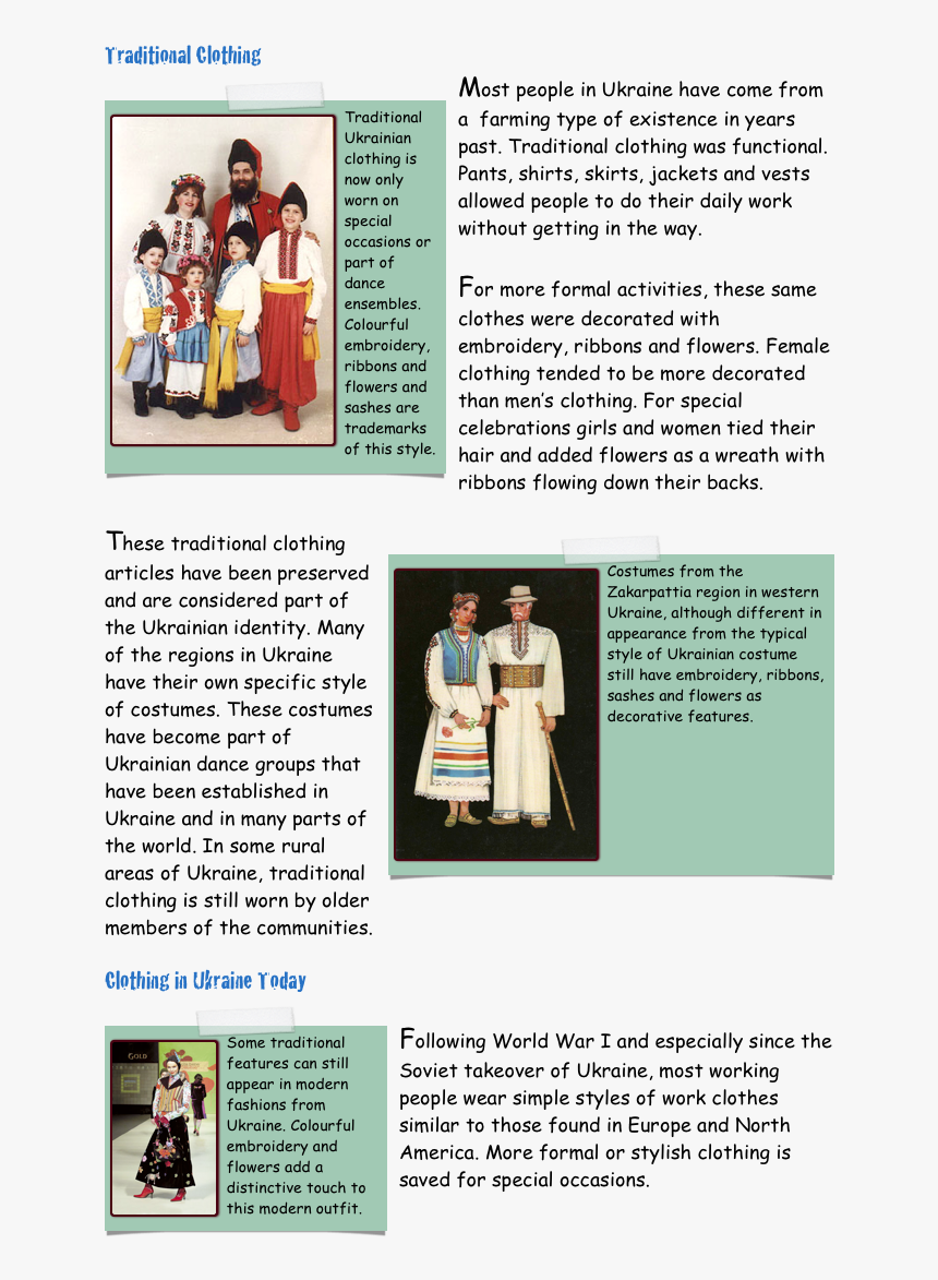 Traditional Clothing ￼most People In Ukraine Have Come - Traditional Ukrainian Clothing, HD Png Download